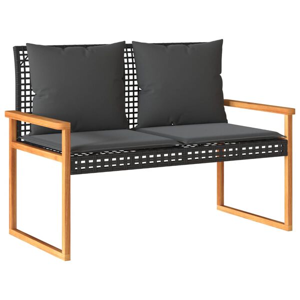 vidaXL Garden Bench Black and brown PE Rattan Standard