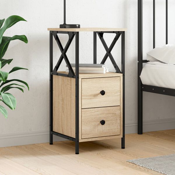vidaXL Bedside Cabinet Sonoma Oak Engineered Wood Compact