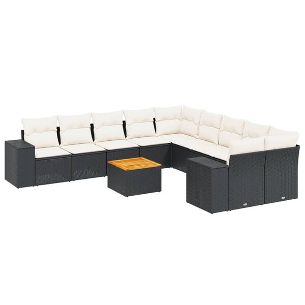 vidaXL Garden Sofa Set Black PE Rattan Modular Modular Garden Sofa Set