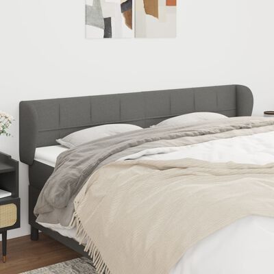 vidaXL Headboard with Ears Dark Gray 64.2"x9.1"x30.7"/34.6" Fabric