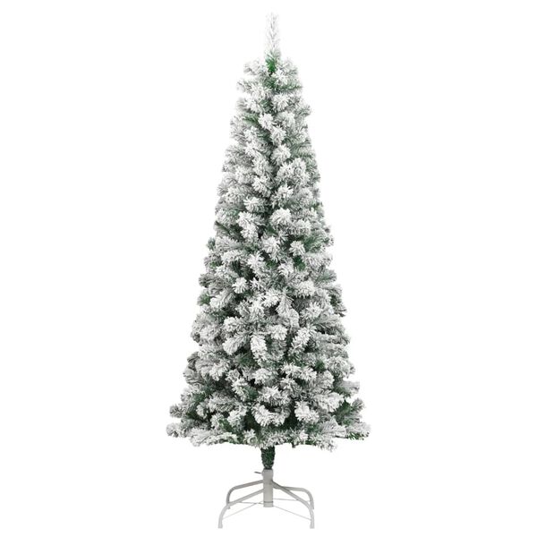 vidaXL Artificial Hinged Christmas Tree Green and white PVC and iron Large