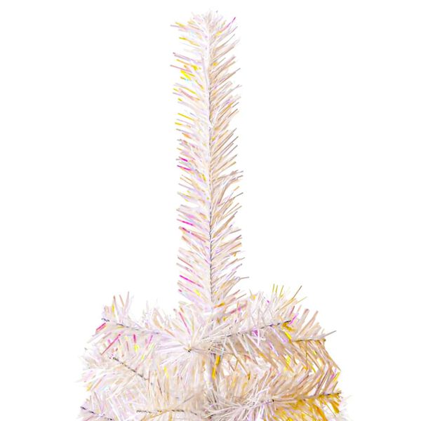 vidaXL Christmas Tree White with iridescent tips PVC, Steel Large