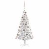 vidaXL Artificial Pre-lit Christmas Tree with Ball Set Silver 47.2" PET