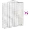 vidaXL Gabion Basket Set of 5 Silver Galvanized iron Large
