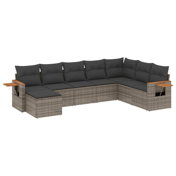 vidaXL Garden Sofa Set Grey PE rattan Large Adjustable Feet