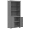 vidaXL Bookcase Grey Solid Pine Wood, Engineered Wood, Metal Tall