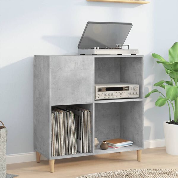 vidaXL Record Cabinet Concrete Grey Engineered Wood Medium