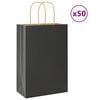 vidaXL Paper Bags 50 pcs with Handles Black 21x11x31 cm