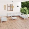vidaXL 10 Piece Patio Lounge Set Solid Pinewood White