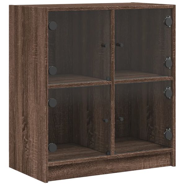 vidaXL Side Cabinet Brown oak Engineered wood, glass Small Side Cabinet