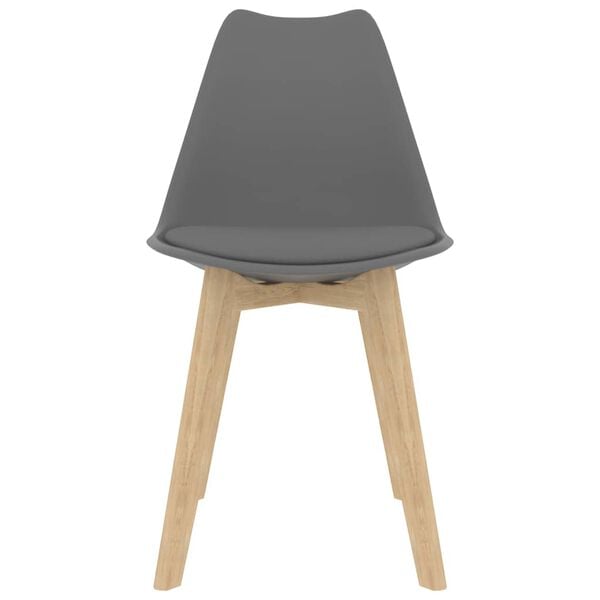 vidaXL Dining Chair Set of 4 Grey Plastic, Beech wood, Rubber wood