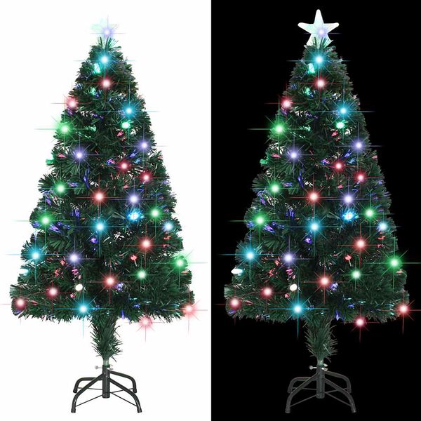 vidaXL Artificial Christmas Tree Green Fiberglass, Steel 47.2 in