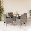 vidaXL 5 Piece Patio Dining Set with Cushions Grey Poly Rattan and Acacia
