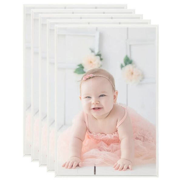 vidaXL Photo Frame Set of 5 Silver PVC, MDF, PS (polystyrene)