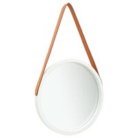 vidaXL Wall Mirror with Strap 15.7" White
