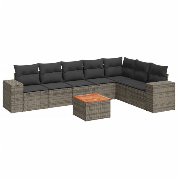 vidaXL Garden Sofa Set Grey PE rattan 8 Piece Set Modular