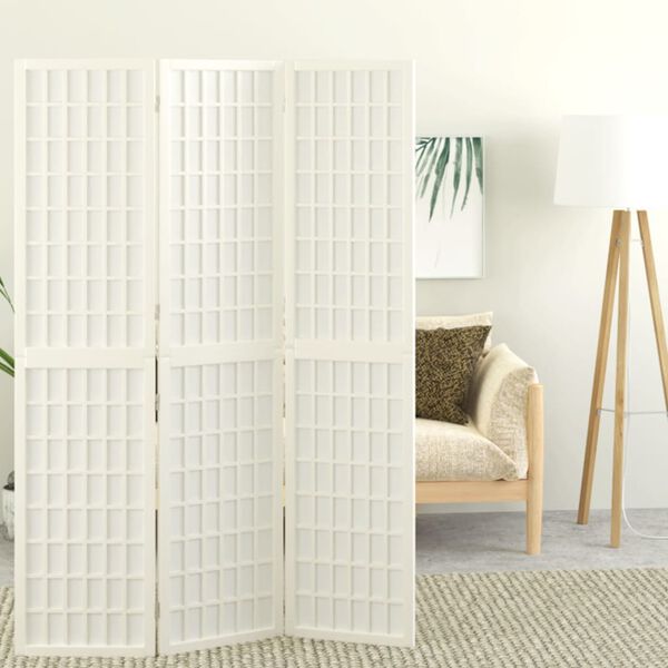 vidaXL Folding 3-Panel Room Divider Japanese Style 47.2x66.9" White
