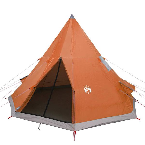 vidaXL Camping Tent Tipi 4-Person Orange Waterproof