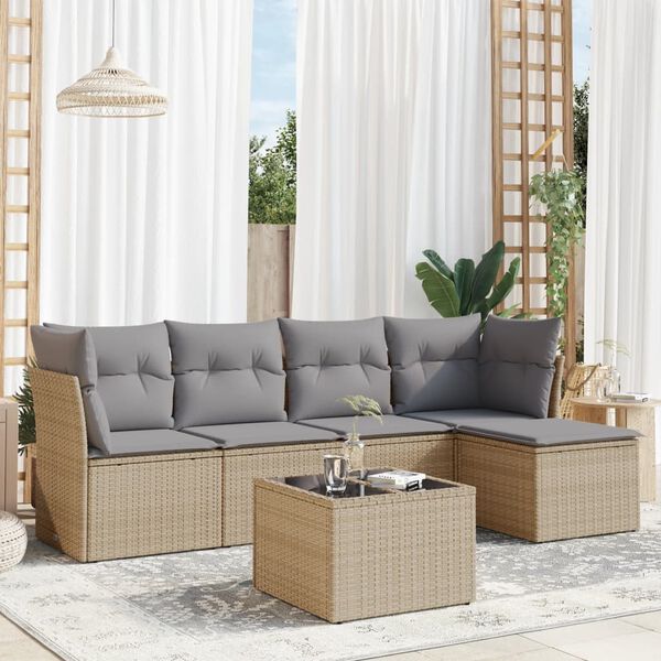 vidaXL Garden Sofa Set Beige, Light Grey