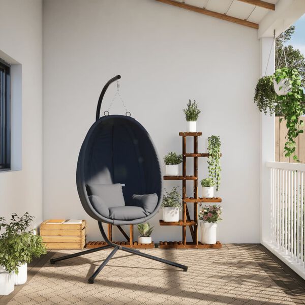 vidaXL Hanging Egg Chair Anthracite Steel 45.3 x 26.0 x 76.0 in
