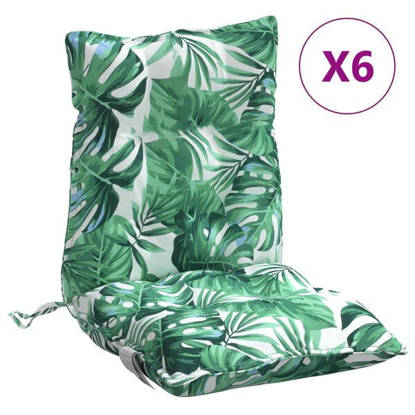 vidaXL Lowback Chair Cushion Set of 6 Leaf pattern Oxford fabric