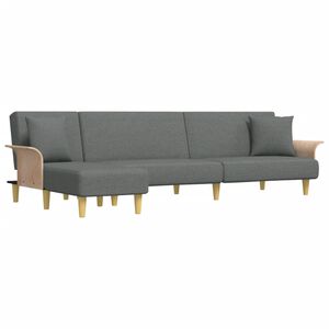 vidaXL L-shaped Sofa Bed Dark Grey Polyester, Plywood Large