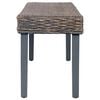 vidaXL Bench Gray Natural Natural kubu rattan, solid mango wood 43.3 in