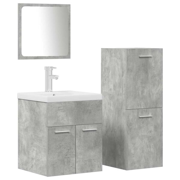 vidaXL Bathroom Furniture Set Concrete gray Engineered wood, Ceramic, Glass