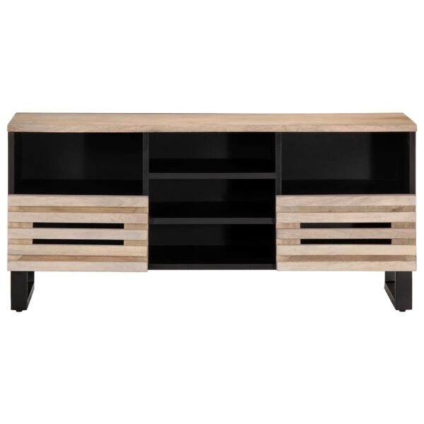 vidaXL TV Cabinet Bleached Wood Solid Mango Wood 39.4 x 13.4 x 18.1 in