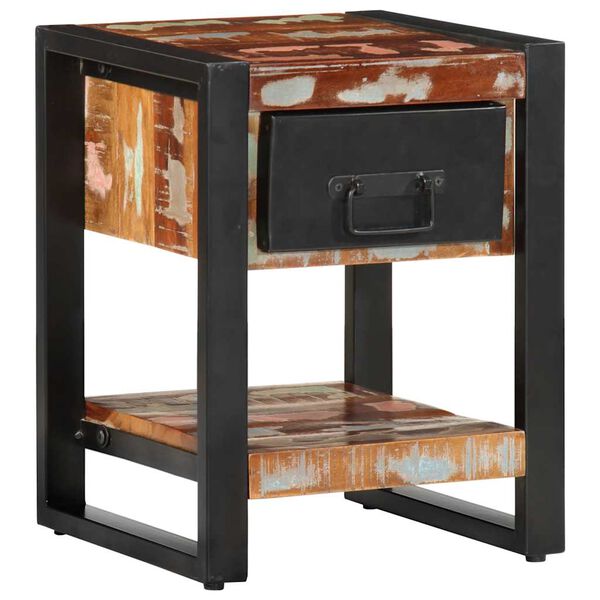 vidaXL Bedside Cabinet Multicolor Solid reclaimed wood, iron