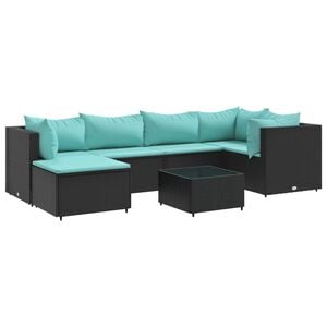 vidaXL Patio Lounge Set Black, Water Blue