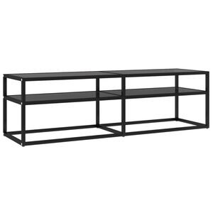 vidaXL TV Cabinet Black Tempered glass, Powder-coated steel