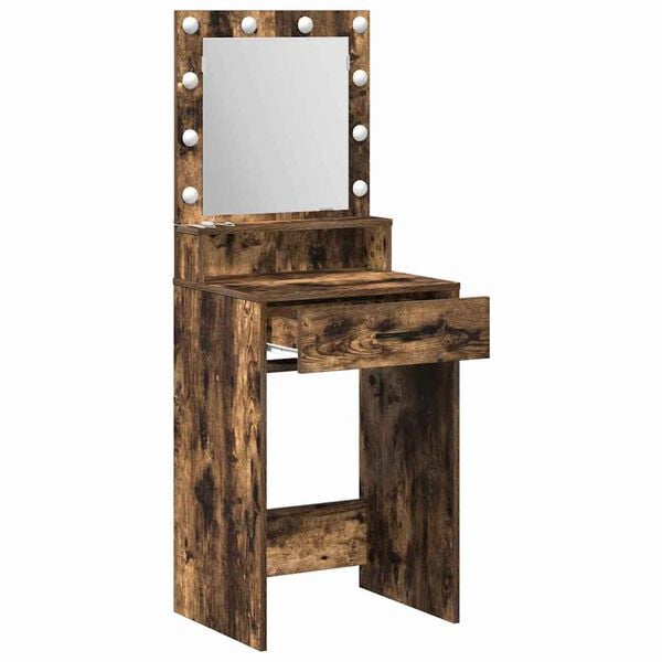 vidaXL Dressing Table with Drawer Smoked Oak 19.69 x 16.14 x 53.15 in