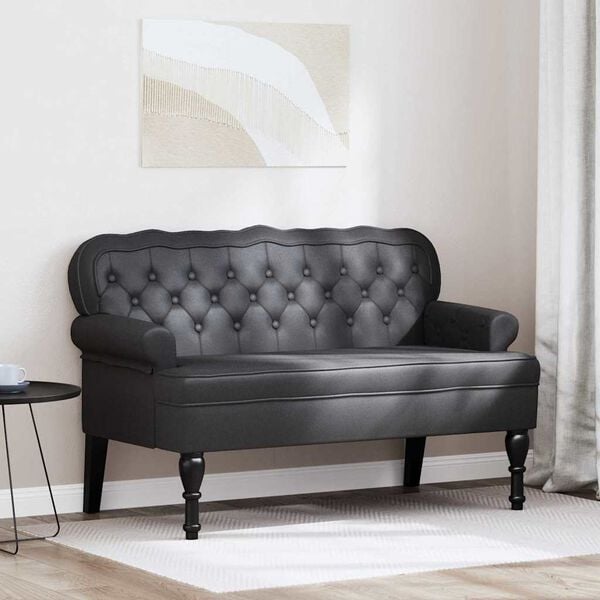 vidaXL Chesterfield Bench Black 119.5 x 64.5 x 75 cm Faux Leather