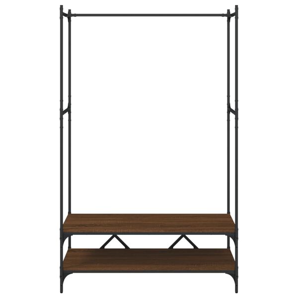 vidaXL Clothes Rack Brown Oak Engineered Wood, Metal Compact