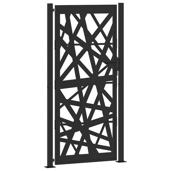 vidaXL Garden Gate Black 39.4x78.7" Steel Light Design