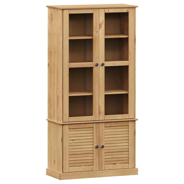 vidaXL Glass Display Cabinet Honey wood tone