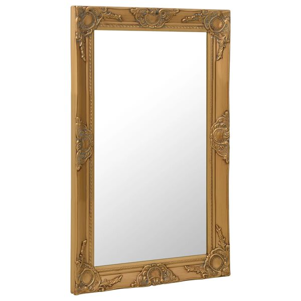 vidaXL Wall Mirror Gold Wood, glass, engineered wood 19.7 x 31.5 in