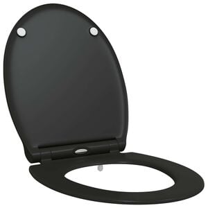 vidaXL Toilet Seat Black 17.91 x 14.76 x 1.50 in Duroplast