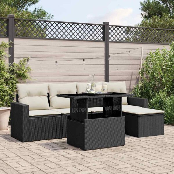 vidaXL Garden Sofa Set Black, Cream White