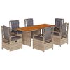 vidaXL 7 Piece Patio Dining Set with Cushions Beige Poly Rattan