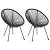 vidaXL Moon Chair Set of 2 Black Round PVC Rattan Garden Chair Round