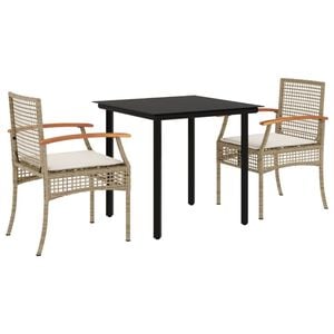 vidaXL Garden Dining Set Beige, Black, Cream white