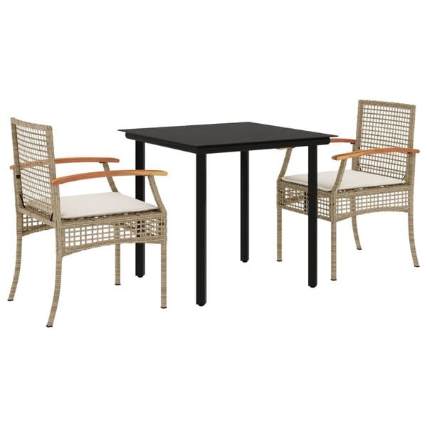 vidaXL Garden Dining Set Beige, Black, Cream white