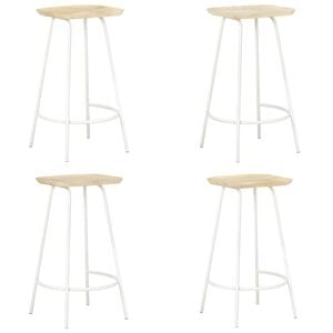 vidaXL Bar Stool Set of 4 Bleached wood and white