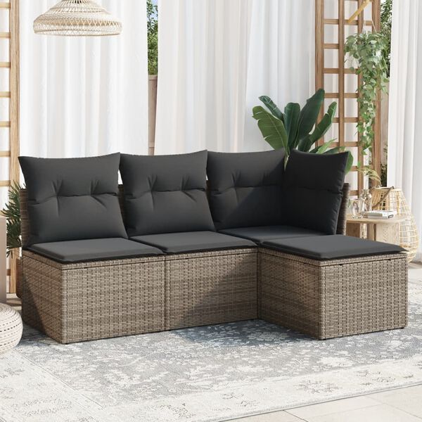 vidaXL Garden Sofa Set Grey PE rattan Medium Modular Garden Sofa Set