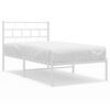 vidaXL Metal Bed Frame White Powder-Coated Steel Single Single Bed Frame