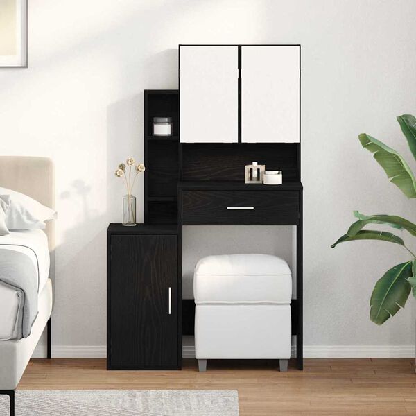 vidaXL Dressing Table Black oak 80 x 35 x 132 cm Engineered wood