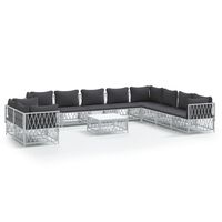 vidaXL 11 Piece Patio Lounge Set with Cushions White Steel
