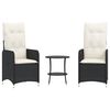 vidaXL Reclining Garden Chair Set of 2 Black, Cream White